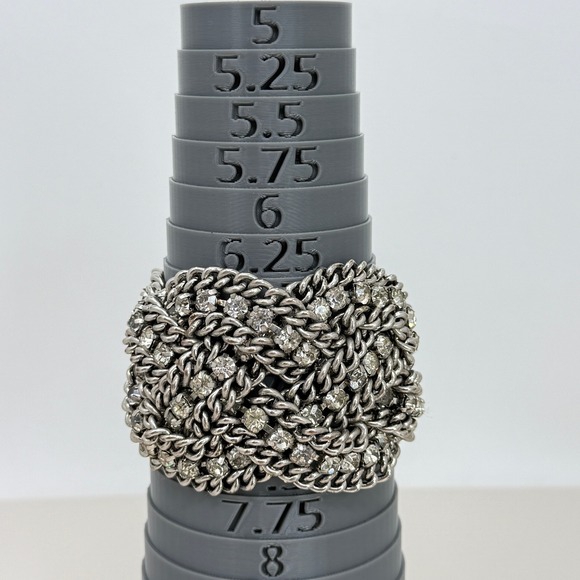 Stella & Dot Petra Braided Rhinestone Bracelet Chunky Chain Sparkle Silver Tone - Picture 8 of 10